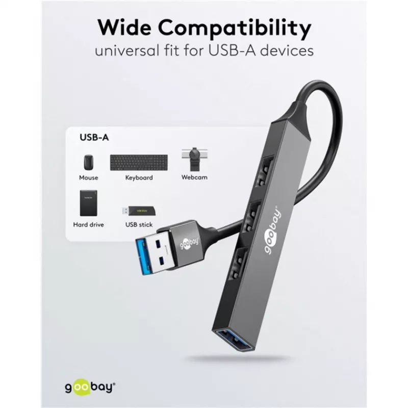 Goobay USB Hub 74456 Type-A 5000 Mbit/s Hellgrau