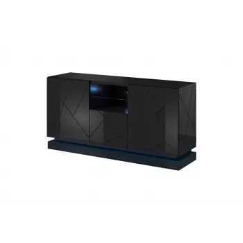 Kommode QIU 2D1K 150x41.5x75 schwarz glänzend/schwarz glänzend