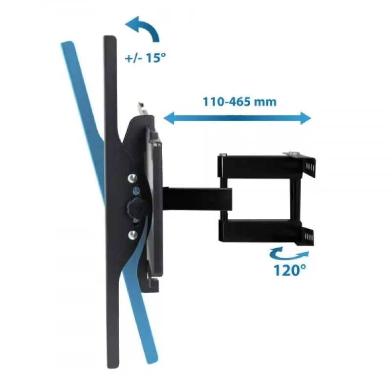 TV-Wandhalterung Esperanza TITAN für 26–70 Zoll (66–177,8 cm), neigbar ±15°, schwenkbar 120°, VESA bis 400×400, max. Traglast 55 kg, schwarz