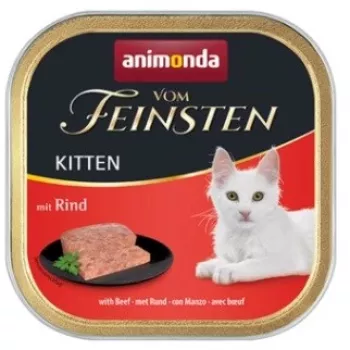 Nassfutter für Katzen Animonda Vom Feinsten junior mit Rind 100 g Schale, getreidefrei, soja- und glutenfrei