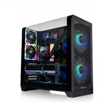 Mid-Tower-Gehäuse THERMALTAKE View 390 TG Schwarz, Seiten- und Frontpanels aus gehärtetem Glas, ATX-/mATX-/ITX-Unterstützung