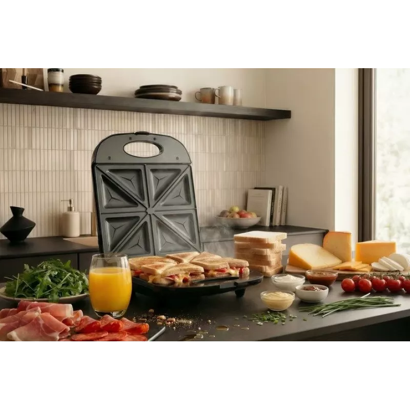Promis STP 25 XXL Sandwichmaker, 4 Toasts, 1400 W, Schwarz