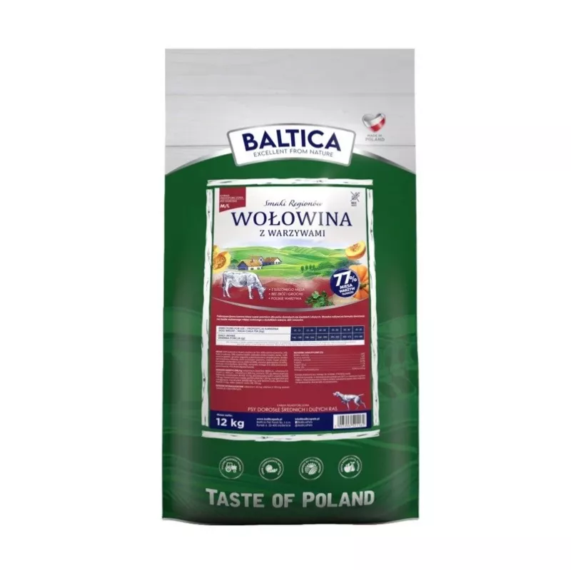 BALTICA Regionalaromen Mittelgroße und große Rassen Rind mit Gemüse - Trockenfutter für Hunde - 12 kg