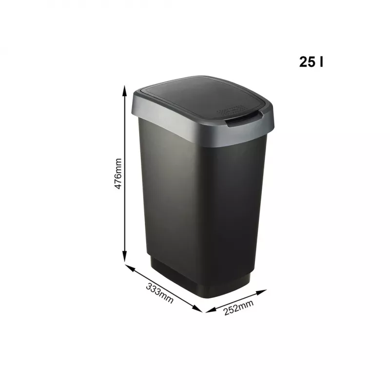 rotho Twist 25 L rechteckiger Aufbewahrungsbehälter aus Polypropylen – 25 L, 476×333×252 mm, schwarz