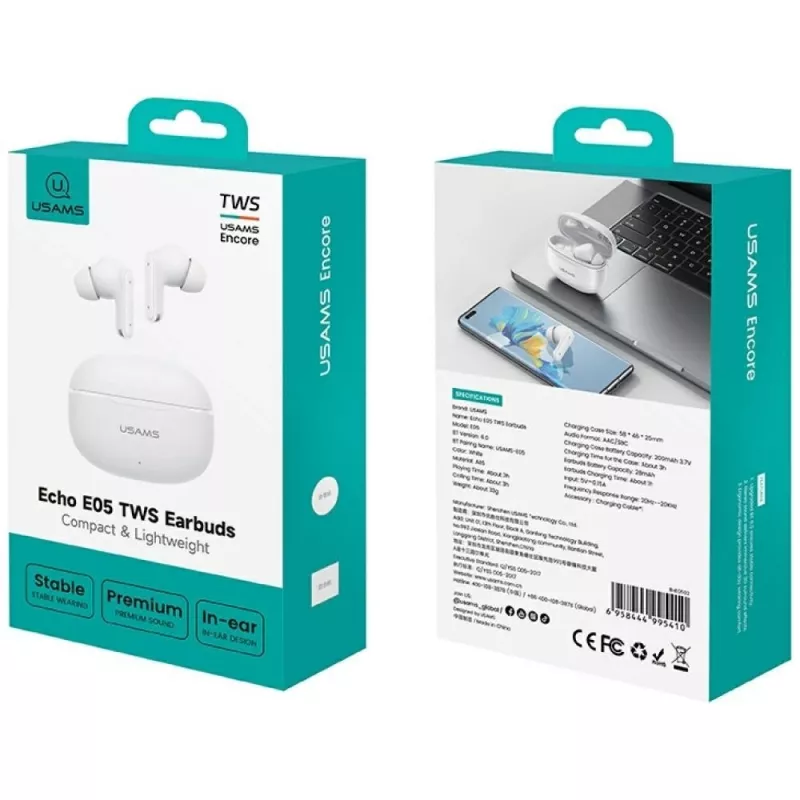 Bluetooth-Kopfhörer 6.0 E05 TWS weiß