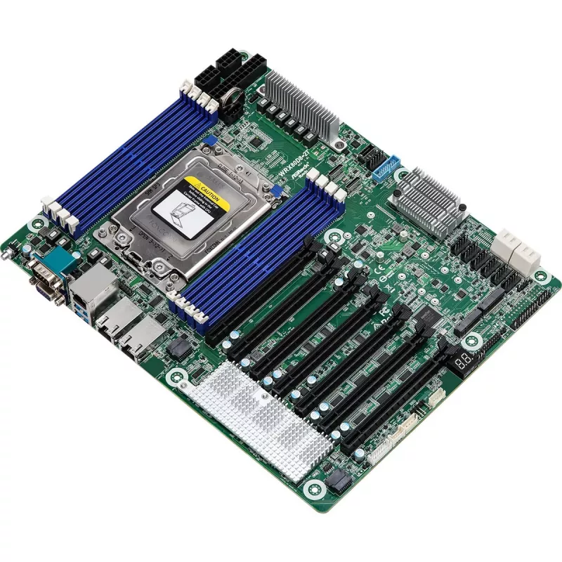 ASRock WRX80D8-2T ATX Server-Motherboard, AMD WRX80 Chipsatz, Sockel sWRX8, 8x DDR4 DIMM, 12x SATA III, 3x RJ-45