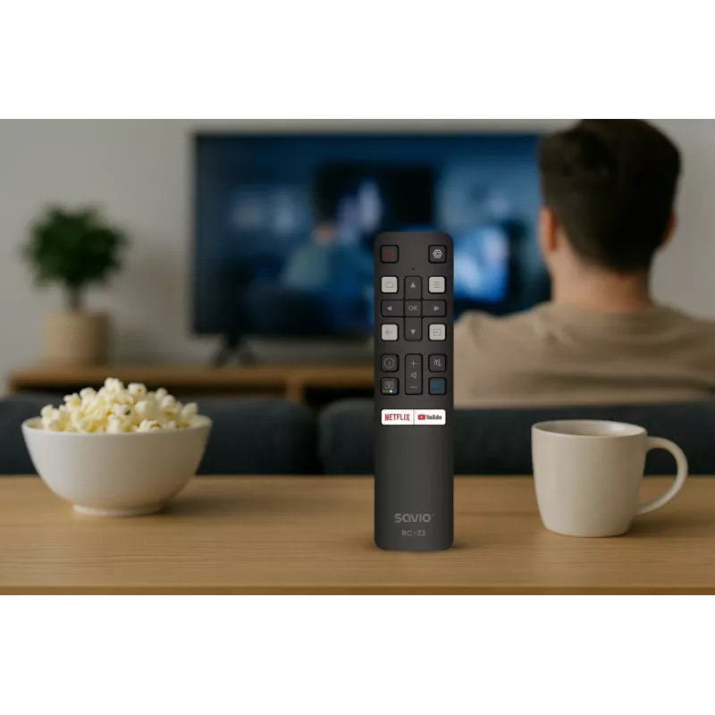 SAVIO RC-23 Universelle IR-Fernbedienung für TCL-Fernseher — 19 Tasten, 10 m Reichweite