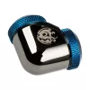 Adapter 90° BitsPower für 12 mm AD Hardtube auf 12 mm AD Hardtube, glänzend schwarz/blau