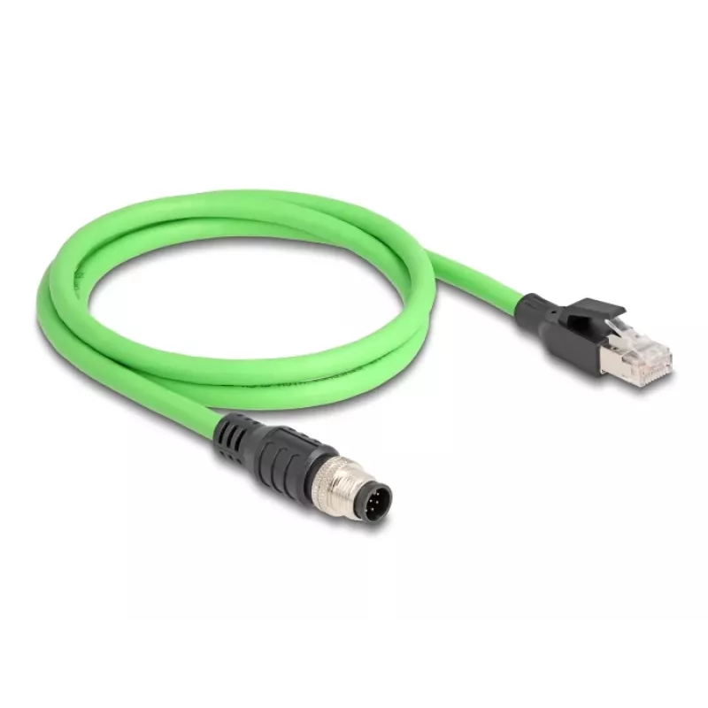 Netzwerkkabel DeLOCK M12 Kabel A-codiert 8-polig Stecker auf RJ45 Stecker PUR (TPU) 1 m