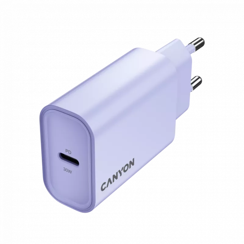 Wandladegerät CANYON OnCharge 30CL, 30W USB-C PD, 1x PD-Ausgang, EU-Stecker, Lila