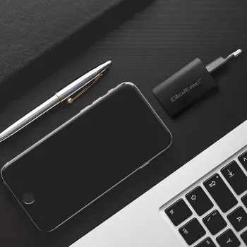 Qoltec 50766 Ladegerät für mobile Geräte Laptop, tragbare Spielkonsole, Powerbank, Smartphone, Smartwatch, Tablet Schwarz AC Schnellladen Innenbereich