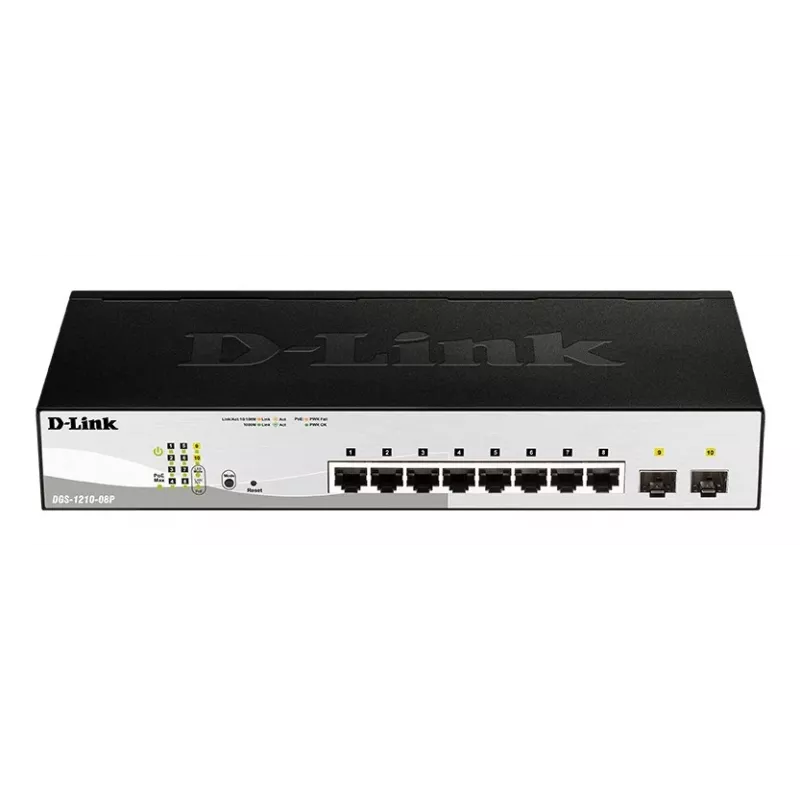 D-Link DGS-1210-08P/E Managed L2 Gigabit Ethernet (10/100/1000) Power over Ethernet (PoE) Schwarz