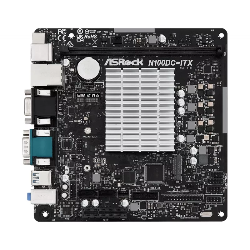 ASRock N100DC-ITX - Intel Quad-Core Prozessor N100 (bis zu 3,4 GHz) DDR4- 2 SATA3, unterstützt Intel Turbo Boost Technology Mini ITX (280) Mainboards