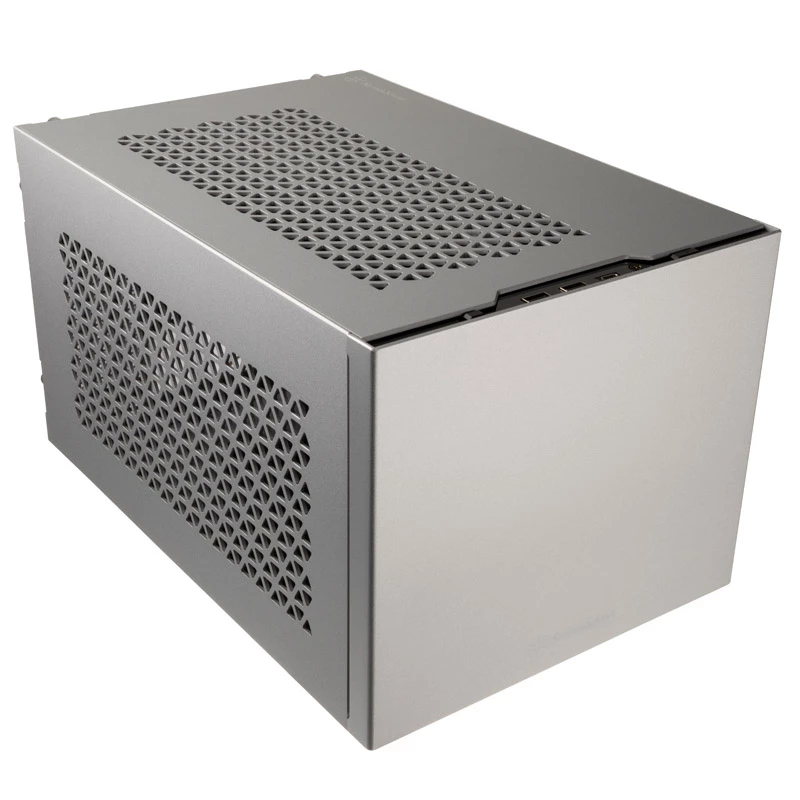 Mini-ITX-Gehäuse SILVERSTONE SST-SG15S, silbernes Aluminium-Kompaktgehäuse