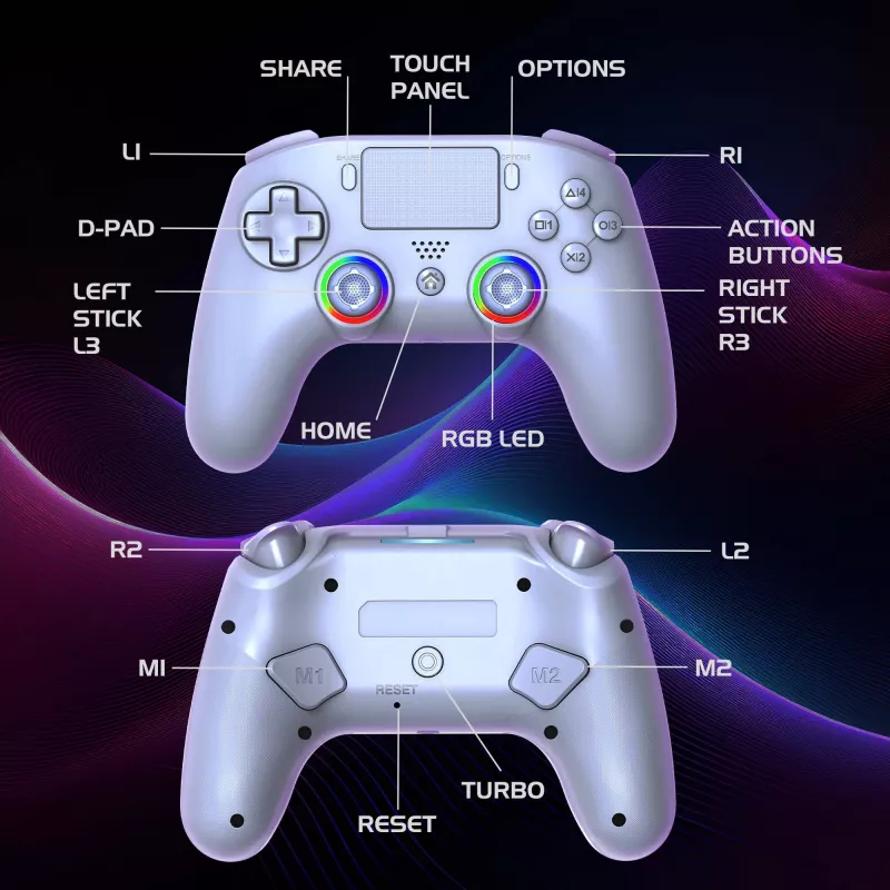 Gamepad Subsonic PS5 Wireless LED Controller Weiß D-pad Home Options Share