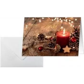 Grußkarten sigel DS093 — Rotes Weihnachtskerzen-Motiv, A6-Format, innen blanko
