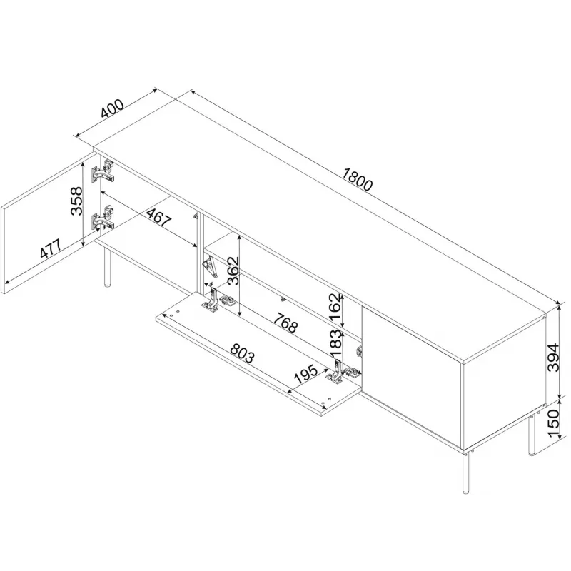 Cama EF TRESSE RTV-Schrank 180x40x54.5 Kaschmir matt