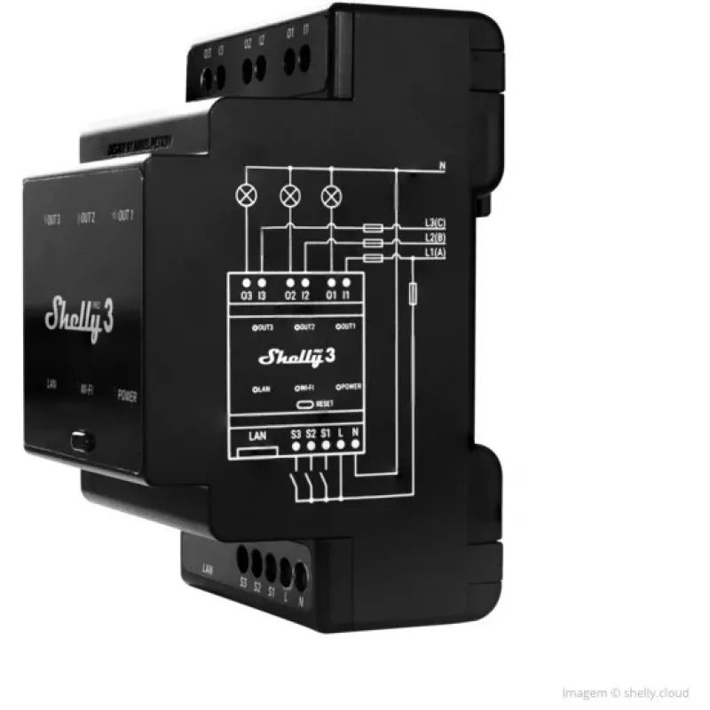 Shelly Pro 3 DIN-Schienen-WiFi/LAN/Bluetooth-Relais-Schalter