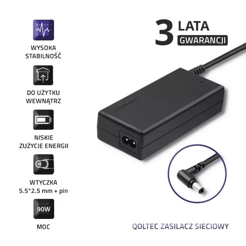 Qoltec 50090.90W Netzteil/Wechselrichter Indoor Schwarz