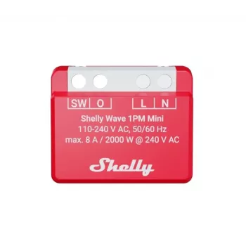 In-Wall Smart-Relais Shelly 1PM — einkanaliger Z-Wave Mini-Schalter, 110–240 V, 8 A, 2000 W, 868,4 MHz