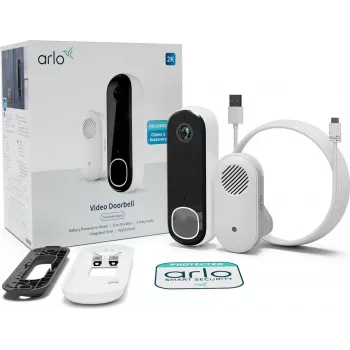 Video-Türklingel Arlo Essential 2K Chime 180° Sichtfeld Kabelgebunden Kabellos