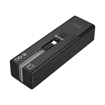Tragbare Powerbank TRACER Quant 10000 mAh Li-Ion, PD & QC3.0, 3 Anschlüsse (2×USB-C, 1×USB-A), 100W, Schwarz