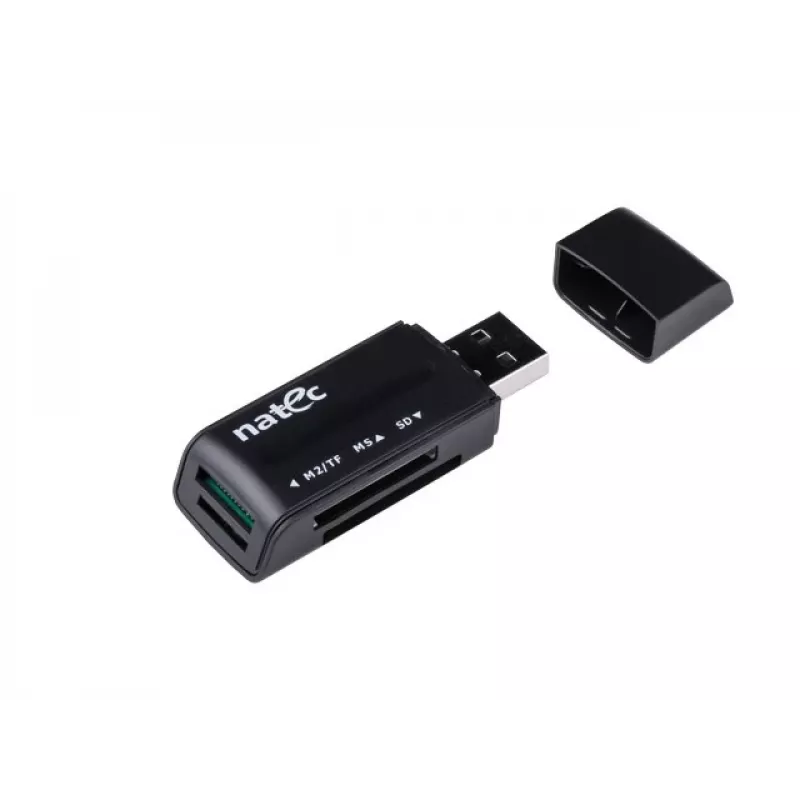 Natec MINI ANT 3 USB 2.0 Kartenleser (SD, SDHC, MMC, M2, microSD), Schwarz (NCZ-0560)
