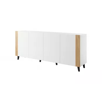 FARO Kommode 200x42x82 weiß matt + Eiche craft