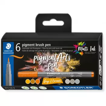 Brush Pen Staedtler Pigment Arts Graus & Caramels 6 Stück