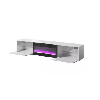 TV-Schrank Cama Meble SLIDE 200K mit elektrischem Kamin 200x40x37 cm glanzweiß