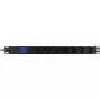 Stromverteilereinheit PowerWalker 10133010 PDU 1U Schwarz, Typ-F-Steckdosen, C20-Kupplung, 16 A, 3500 W, 2 m Kabel