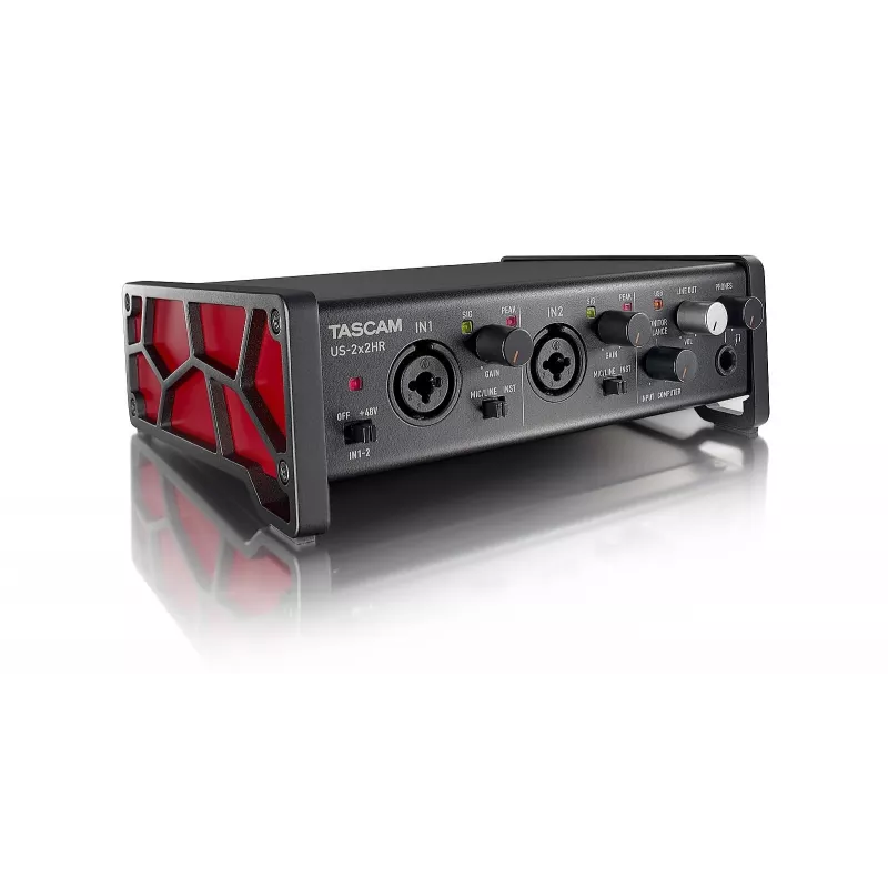 Audiointerface Tascam US-2X2HR, 2 x XLR/Combo-Eingänge, 192 kHz, USB 2.0, MIDI In/Out, Desktop, schwarz