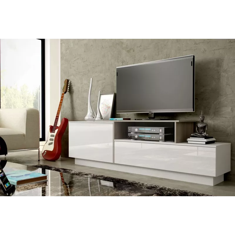 Cama TV-Schrank SIGMA 3 180 weiß/weiß glänzend + Sonoma-Eiche