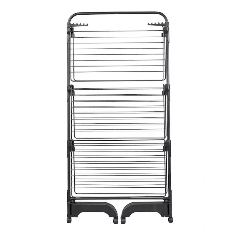 Wäscheständer Leifheit Seaford Schwarz – Trockenfläche 42 m, B760×T700×H1450 mm, klappbar mit Rollen