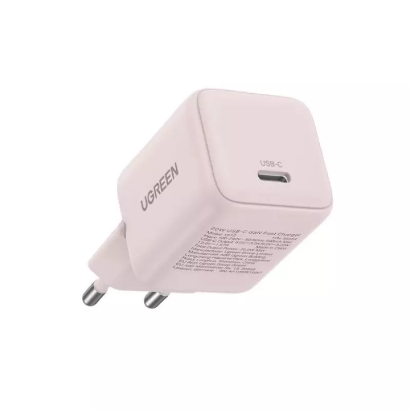 Netzteil UGREEN X512 20W USB-C PD-Schnellladung, pink, 100–240V Eingang, 1× USB-C