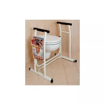 Toilettensitz SUNDO 15800 mit Zeitungshalter, Stahlrahmen, rutschfest, 114 kg max., 485×665×755 mm
