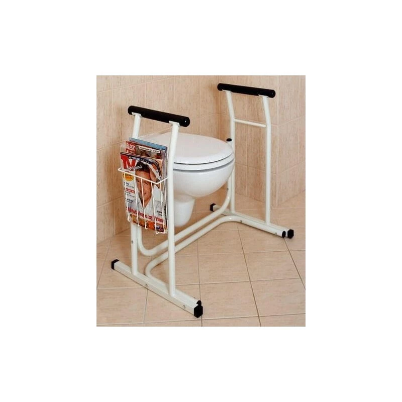 Toilettensitz SUNDO 15800 mit Zeitungshalter, Stahlrahmen, rutschfest, 114 kg max., 485×665×755 mm