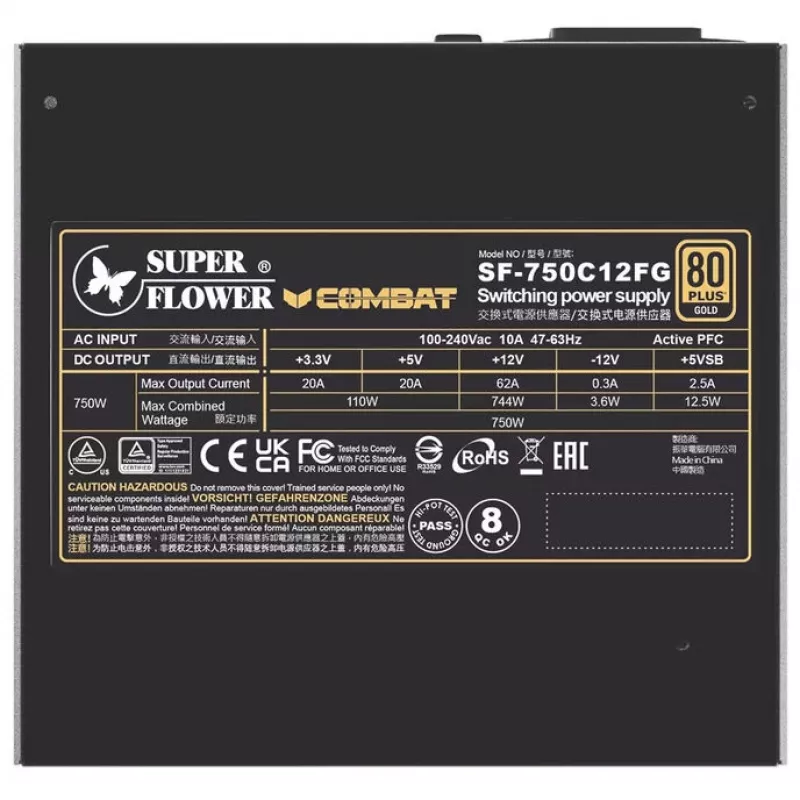 Netzteil Super Flower Combat FG 750 Watt, ATX 3.1, Modular