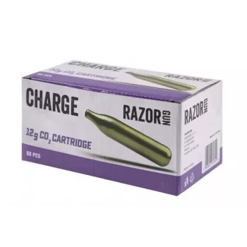 CO2-Kartuschen RazorGun 12 g — 50er-Pack, Druckgas, silber