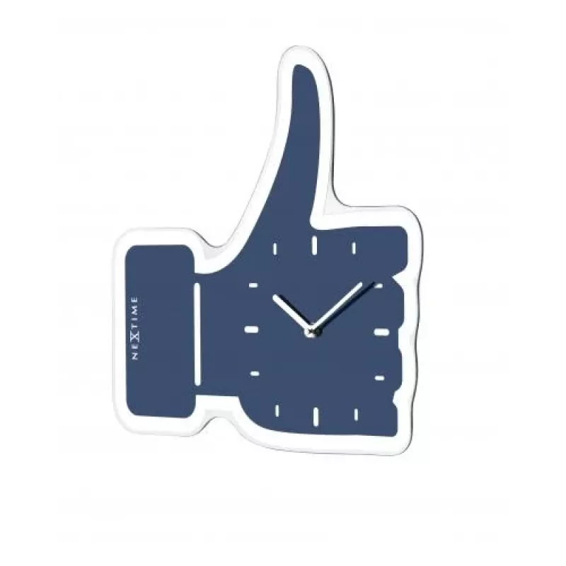 NeXtime Uhr 5185bl Mini Thumbs Up, 20,5x21, Wand, Blau/Silber