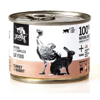 Nassfutter für Katzen 3coty 26 Truthahn und Kaninchen – 180 g Dose, ausgewachsen, getreidefrei, glutenfrei, für allergische Katzen