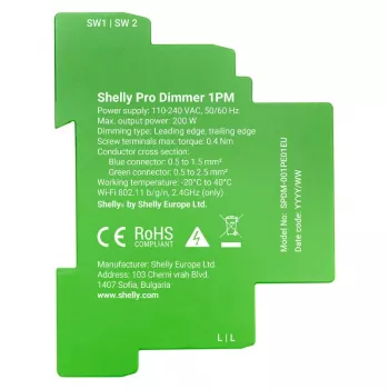 Shelly Pro Dimmer 1 DIN-Schienen-Smart-Schalter, 1-Kanal