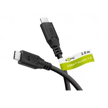 Goobay USB-C™ Kabel, USB4™, 100 W, 20 Gbit/s, Power Delivery, 2 m, Schwarz | Goobay