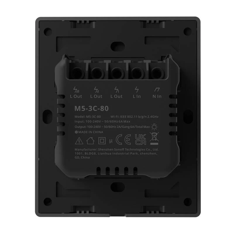 Intelligenter WLAN-Wandschalter Sonoff M5-3C-80 – 3-fach, wandmontierter smarter Schalter, Modell M5-3C-80
