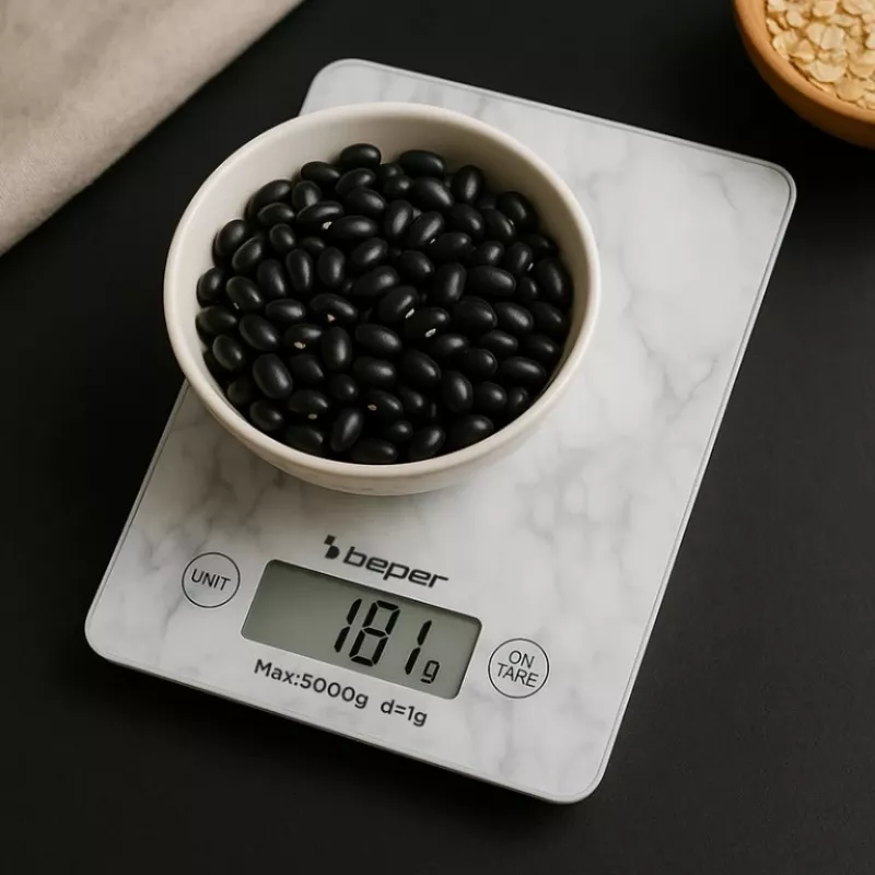 Küchenwaage Beper P102BIL004 - digital, 5 kg, 1 g, weißer Marmor