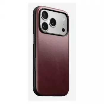 Handyhülle Nomad Modern Leather Case für iPhone 17 Pro, Leder + TPU + PC, passend für 16 cm (6,3 Zoll) Bildschirm, Bordeaux