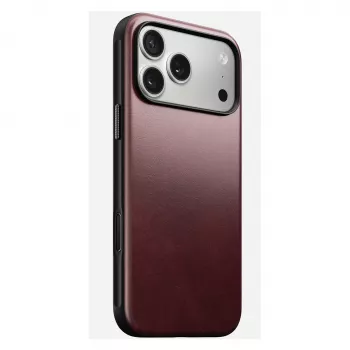 Lederhülle Nomad Modern für iPhone 17 Pro Max (6,9 Zoll) – Burgund, Leder+TPU+PC