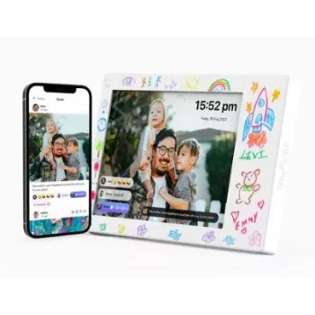 Digitaler Bilderrahmen InLine myFirst Doodle 9 Zoll (22,9 cm) IPS Touchscreen Wi‑Fi 32 GB interner Speicher, 1 GB RAM, USB‑C, MicroSD-Unterstützung – Weiß