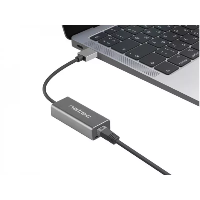 USB-Hub NATEC Cricket USB 3.2 Gen 1 Typ-A mit RJ-45 Ethernet 1000 Mbit/s, Aluminiumgehäuse, schwarz