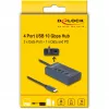 DeLOCK 64189 USB-Hub Typ-C 10000 Mbit/s Blau Metall